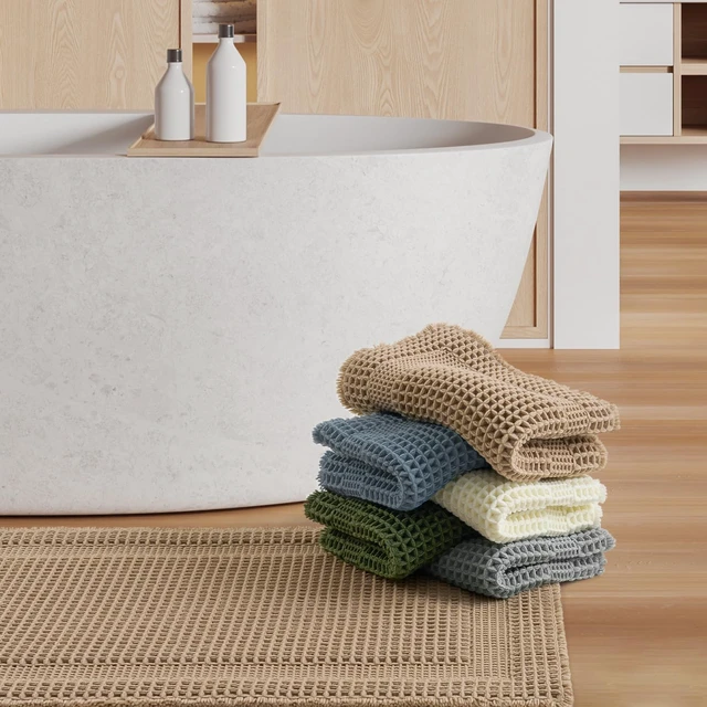 Alt view image 7 of 7 - Non-Slip Absorbent Bath Mat, Waffle Texture Bathroom Rug