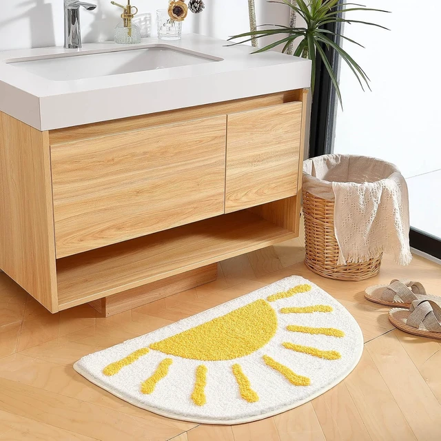 Alt view image 5 of 7 - Plush Anti-Slip Bathroom Rug, Bohemian Semi-Circular Sun Design Bath Mat