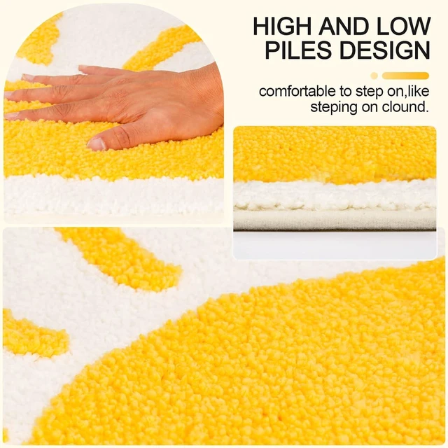 Alt view image 7 of 7 - Plush Anti-Slip Bathroom Rug, Bohemian Semi-Circular Sun Design Bath Mat
