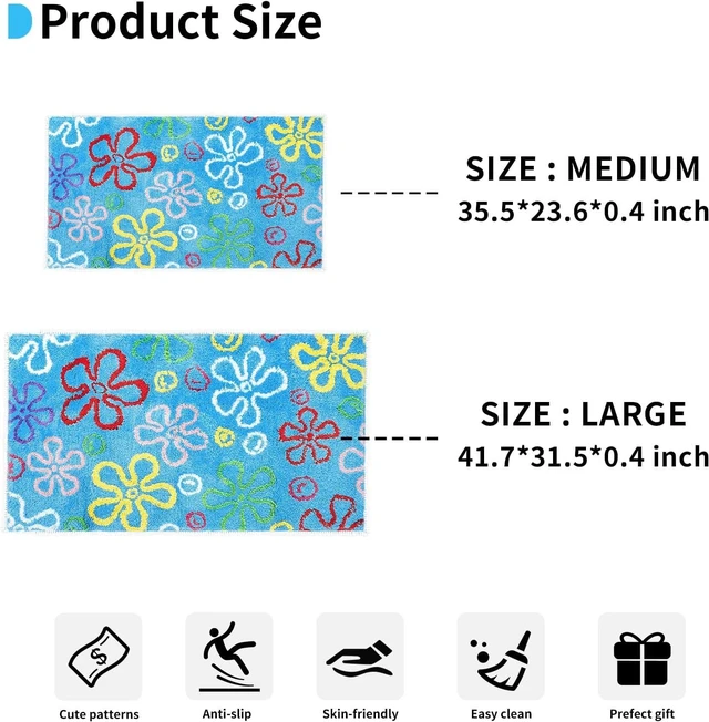 Alt view image 2 of 6 - Playroom, Entryway, Living Room, Adorable Cartoon Sponge Bath Mat Non-Slip Machine Washable Fun Bedroom Rug for Bathroom