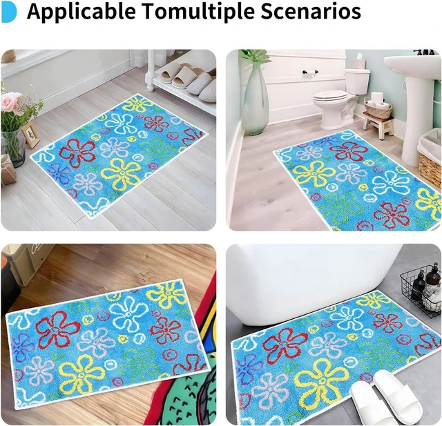 Alt view image 3 of 6 - Playroom, Entryway, Living Room, Adorable Cartoon Sponge Bath Mat Non-Slip Machine Washable Fun Bedroom Rug for Bathroom