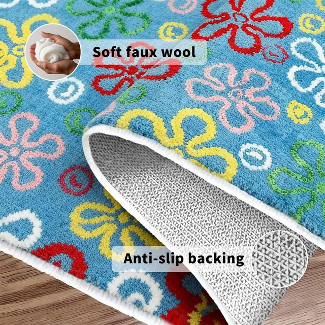 Alt view image 4 of 6 - Playroom, Entryway, Living Room, Adorable Cartoon Sponge Bath Mat Non-Slip Machine Washable Fun Bedroom Rug for Bathroom