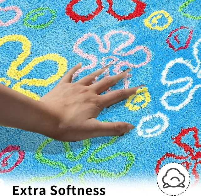 Alt view image 5 of 6 - Playroom, Entryway, Living Room, Adorable Cartoon Sponge Bath Mat Non-Slip Machine Washable Fun Bedroom Rug for Bathroom