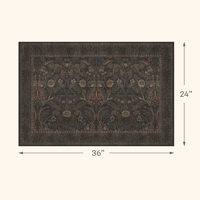 Alt view image 3 of 7 - Stain Resistant Farmhouse Carpet, Soft Low Pile Indoor Door Mat for Kitchen Bathroom, Washable Floral Botanical Entryway Rug