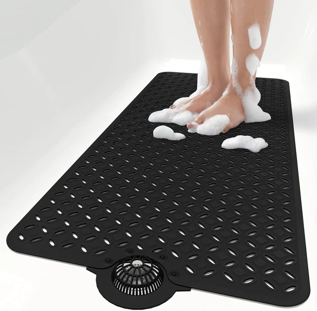 Main image of Machine Washable Shower Floor Liner, Non-Slip Tub Mat with Hair Catcher and Large Drain Holes