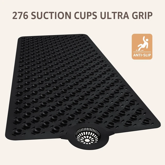 Alt view image 5 of 7 - Machine Washable Shower Floor Liner, Non-Slip Tub Mat with Hair Catcher and Large Drain Holes