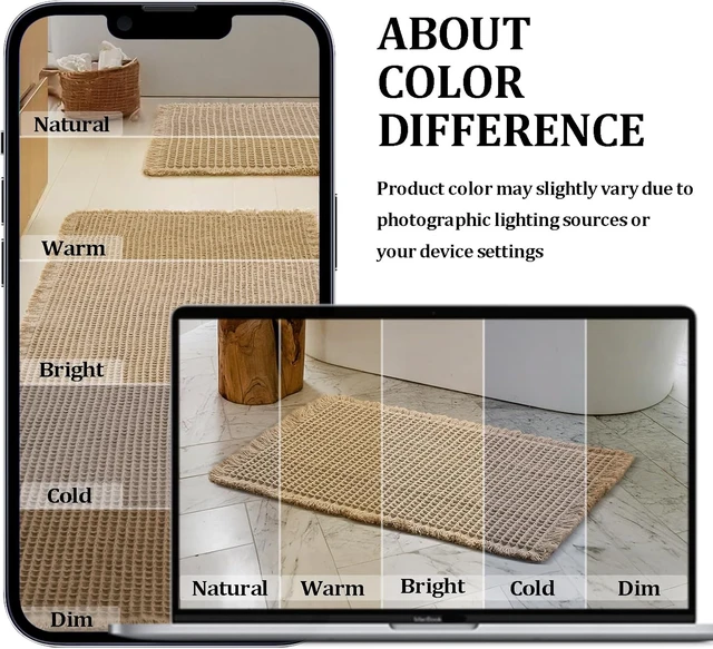 Alt view image 6 of 7 - Two-Piece Waffle Texture Bohemian Bathroom Rug Set