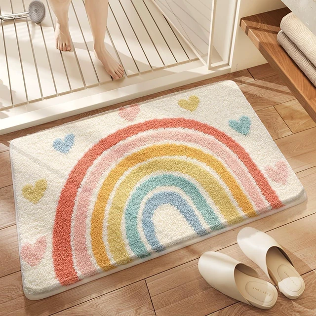 Main image of Cute Floral Absorbent Non-Slip Bath Rug Machine Washable Mat for Bathroom Dining Kitchen Living Room