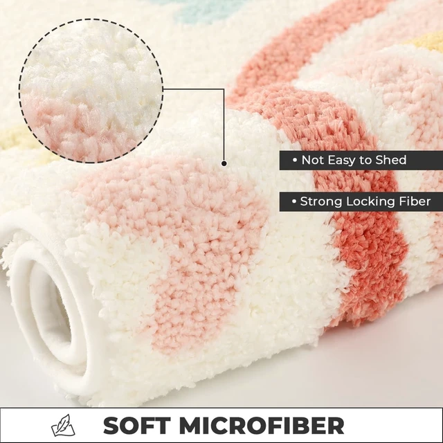 Alt view image 5 of 7 - Cute Floral Absorbent Non-Slip Bath Rug Machine Washable Mat for Bathroom Dining Kitchen Living Room