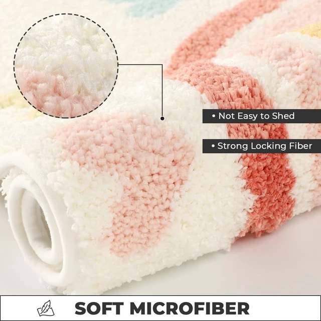 Alt view image 6 of 7 - Cute Floral Absorbent Non-Slip Bath Rug Machine Washable Mat for Bathroom Dining Kitchen Living Room