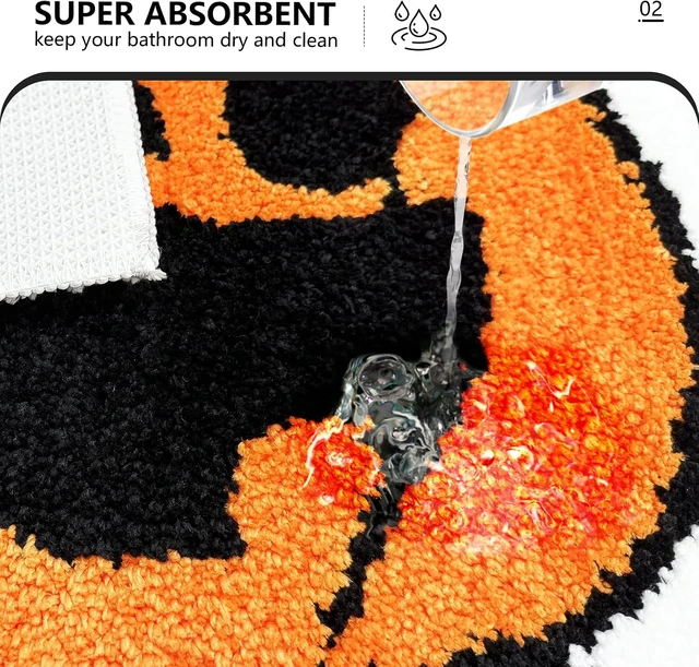 Alt view image 5 of 7 - Black Cat Ghost Pumpkin Design Thick Absorbent Washable Mat for Shower Tub Sink - Holiday Home Decor, Halloween Bathroom Rug Non-Slip