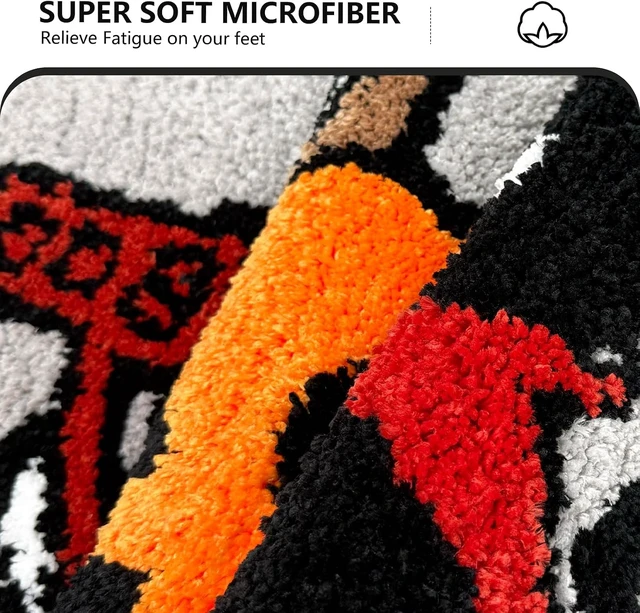 Alt view image 7 of 7 - Black Cat Ghost Pumpkin Design Thick Absorbent Washable Mat for Shower Tub Sink - Holiday Home Decor, Halloween Bathroom Rug Non-Slip