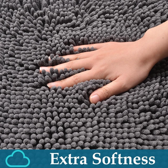 Alt view image 4 of 7 - Thick Soft Absorbent Bath Mats & Carpet for Tub Area, 2-Piece Non-Slip Chenille Bathroom Rug Set