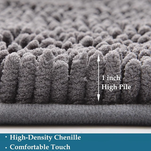 Alt view image 5 of 7 - Thick Soft Absorbent Bath Mats & Carpet for Tub Area, 2-Piece Non-Slip Chenille Bathroom Rug Set