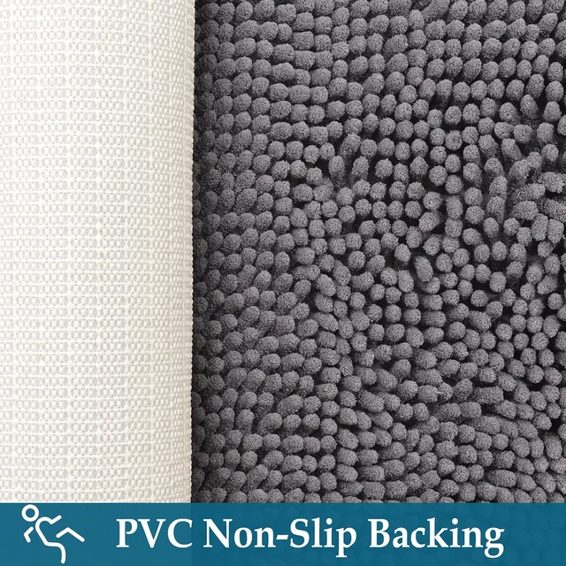 Alt view image 6 of 7 - Thick Soft Absorbent Bath Mats & Carpet for Tub Area, 2-Piece Non-Slip Chenille Bathroom Rug Set