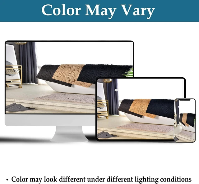 Alt view image 7 of 7 - Thick Soft Absorbent Bath Mats & Carpet for Tub Area, 2-Piece Non-Slip Chenille Bathroom Rug Set