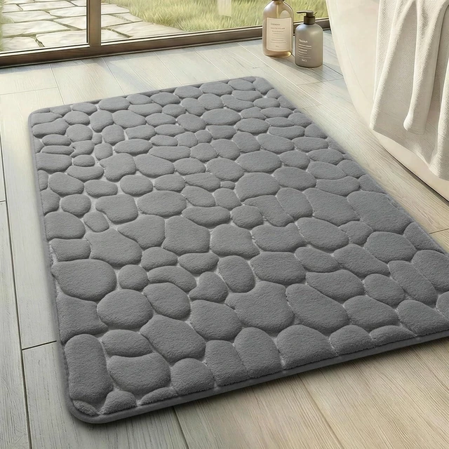 Main image of Cobblestone Design Quick Dry Washable, Non-Slip Absorbent Bathroom Floor Mat, Memory Foam Bath Rug