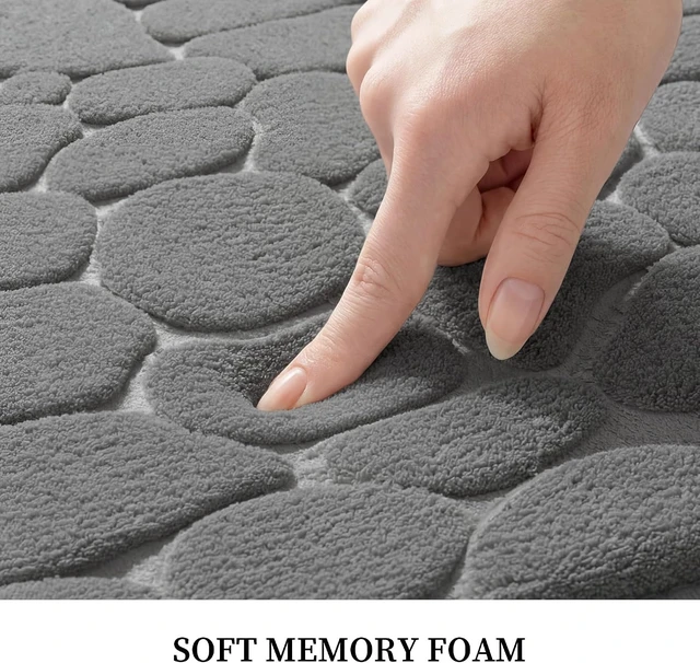 Alt view image 2 of 7 - Cobblestone Design Quick Dry Washable, Non-Slip Absorbent Bathroom Floor Mat, Memory Foam Bath Rug