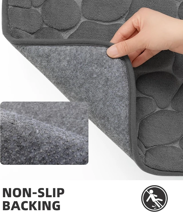 Alt view image 4 of 7 - Cobblestone Design Quick Dry Washable, Non-Slip Absorbent Bathroom Floor Mat, Memory Foam Bath Rug