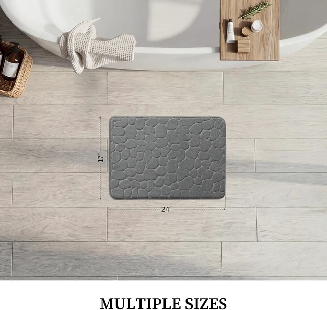 Alt view image 6 of 7 - Cobblestone Design Quick Dry Washable, Non-Slip Absorbent Bathroom Floor Mat, Memory Foam Bath Rug