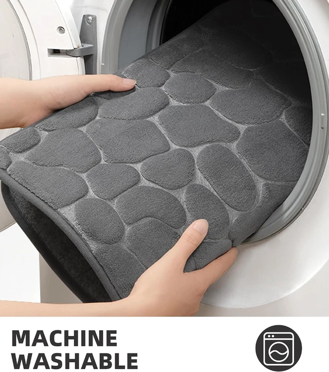 Alt view image 7 of 7 - Cobblestone Design Quick Dry Washable, Non-Slip Absorbent Bathroom Floor Mat, Memory Foam Bath Rug