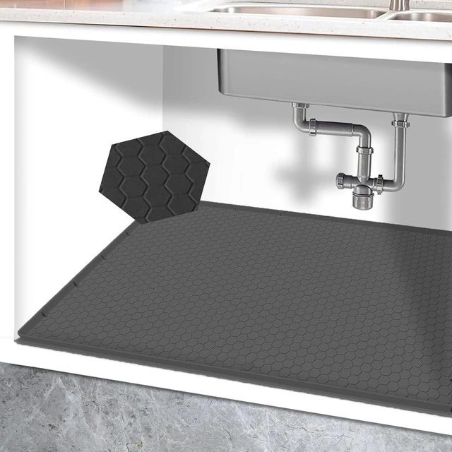 Main image of Silicone Under Sink Mat for Bathroom and Kitchen Cabinet Organization | Waterproof Leak-Proof Liner Pad with Anti-Spill Tray and Raised Edge Barrier