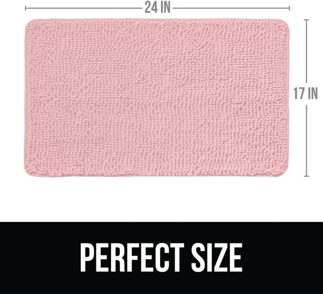 Alt view image 2 of 7 - Machine Washable Plush Bathroom Carpet for Tub and Home Decor, Soft Absorbent Quick Dry Shower Mat, Chenille Shaggy Bath Rug