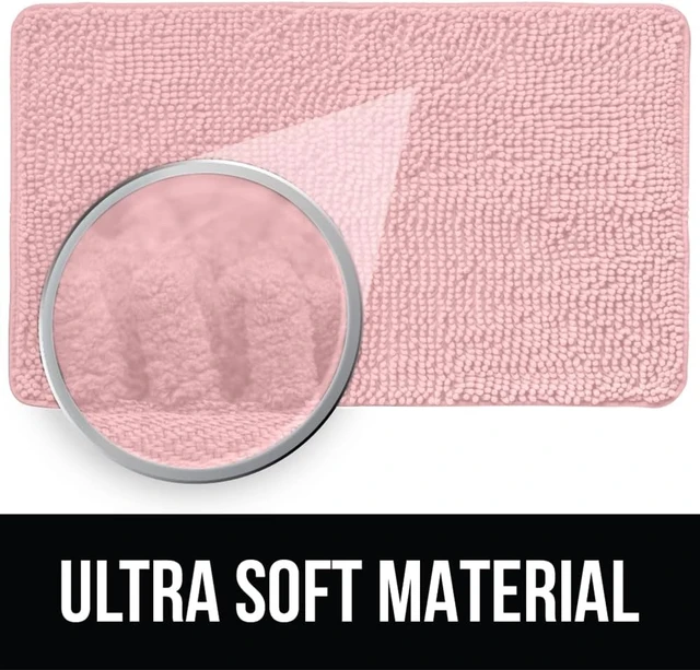 Alt view image 3 of 7 - Machine Washable Plush Bathroom Carpet for Tub and Home Decor, Soft Absorbent Quick Dry Shower Mat, Chenille Shaggy Bath Rug