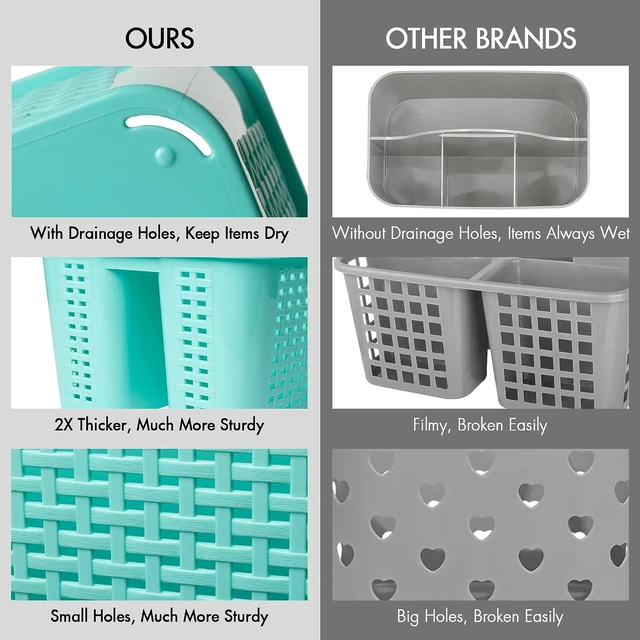 Alt view image 5 of 7 - Home Dorm Shelf Cabinet Storage, Plastic Bath Basket for Soap Shampoo Hair Beauty & Cleaning Supplies, Portable Shower Organizer with Handle