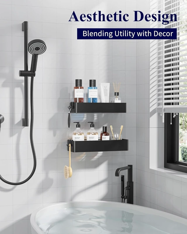 Alt view image 2 of 7 - Modern Bathroom Storage Organizer, Adhesive Shower Caddy