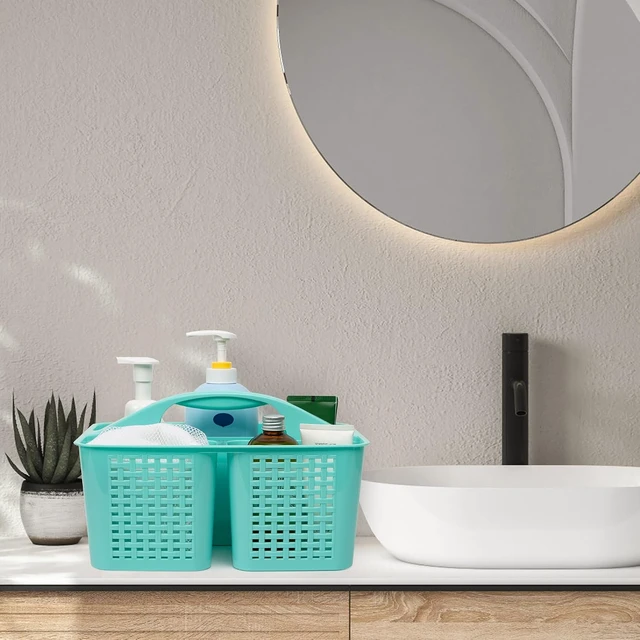 Alt view image 7 of 7 - Home Dorm Shelf Cabinet Storage, Plastic Bath Basket for Soap Shampoo Hair Beauty & Cleaning Supplies, Portable Shower Organizer with Handle