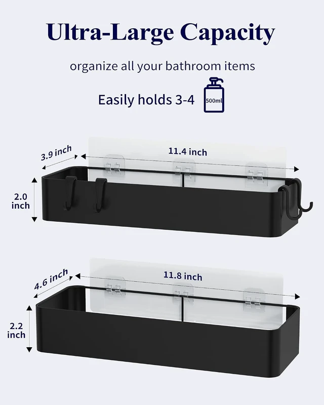 Alt view image 4 of 7 - Modern Bathroom Storage Organizer, Adhesive Shower Caddy