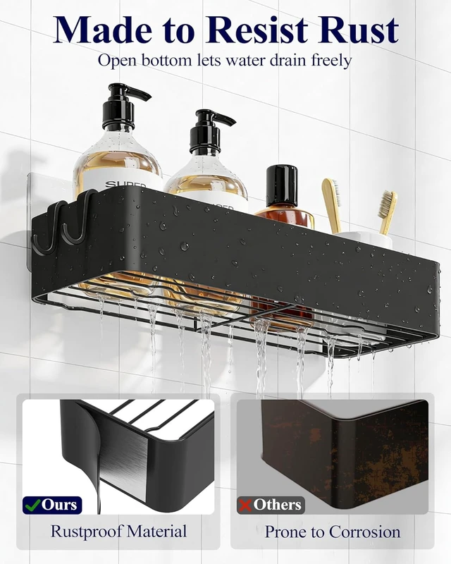 Alt view image 5 of 7 - Modern Bathroom Storage Organizer, Adhesive Shower Caddy
