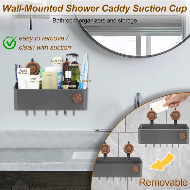 Alt view image 2 of 6 - Drainage Bathroom Shelf & Plastic Storage Organizer for Shampoo and Accessories, Removable Waterproof Shower Caddy with Suction Cups