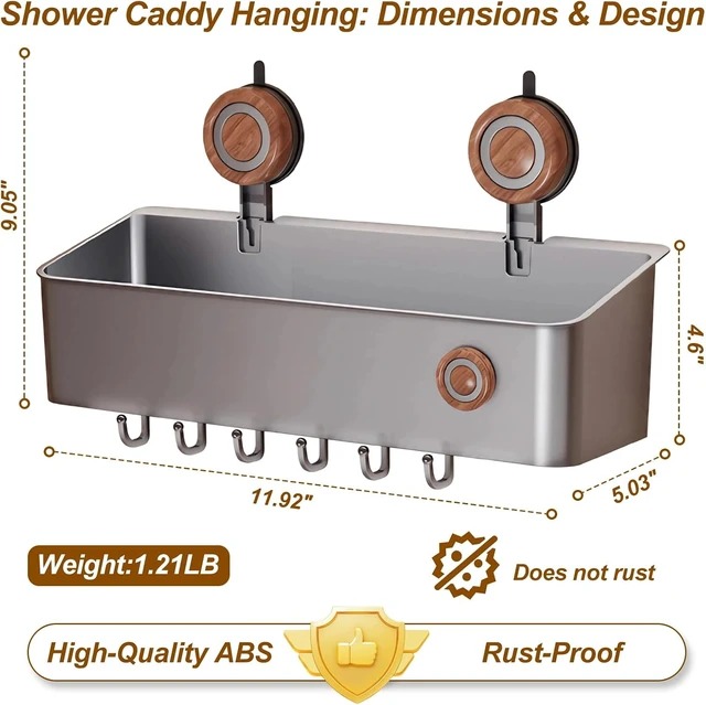 Alt view image 3 of 6 - Drainage Bathroom Shelf & Plastic Storage Organizer for Shampoo and Accessories, Removable Waterproof Shower Caddy with Suction Cups