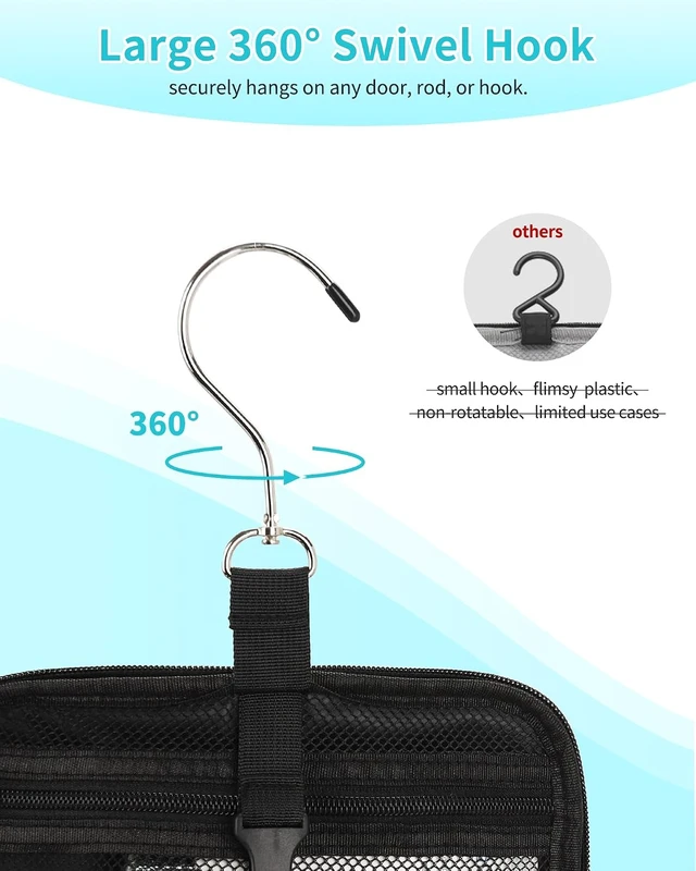 Alt view image 5 of 7 - Portable Hanging Shower Caddy - Quick Dry Water-Resistant Travel Toiletry Bag with Separate Compartments and Multiple Pockets for Dorm & College