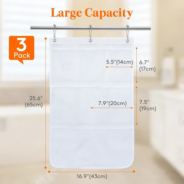 Alt view image 2 of 7 - Hanging Mesh Bathroom Organizer with Multiple Pockets
