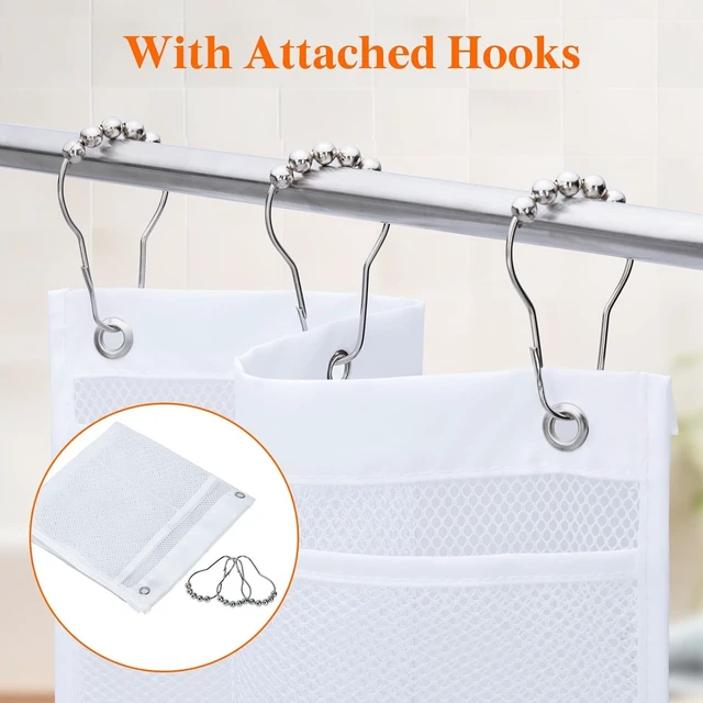 Alt view image 4 of 7 - Hanging Mesh Bathroom Organizer with Multiple Pockets