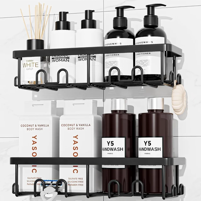 Alt view image 3 of 7 - Wall Mounted Bathroom Storage Organizer, No-Drill Rustproof Shower Caddy