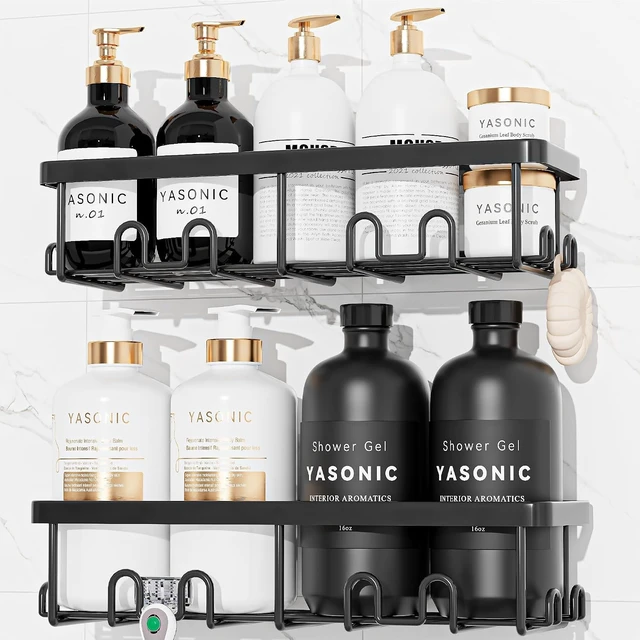 Alt view image 4 of 7 - Wall Mounted Bathroom Storage Organizer, No-Drill Rustproof Shower Caddy