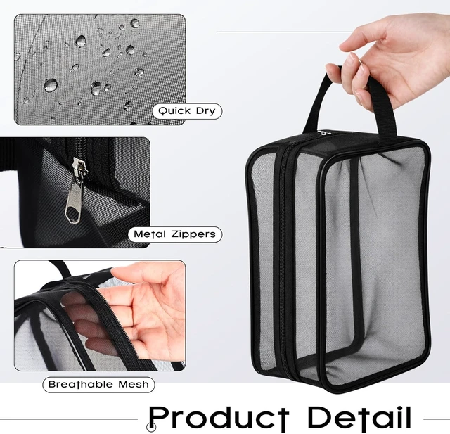 Alt view image 3 of 7 - 3 Pack Mesh Shower Caddy for Women Men Travel Toiletry Bags Portable Gym Hanging Cosmetic Organizer Waterproof College Dorm Camping Essentials