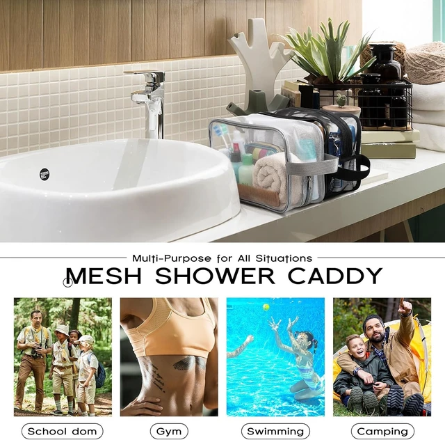 Alt view image 7 of 7 - 3 Pack Mesh Shower Caddy for Women Men Travel Toiletry Bags Portable Gym Hanging Cosmetic Organizer Waterproof College Dorm Camping Essentials