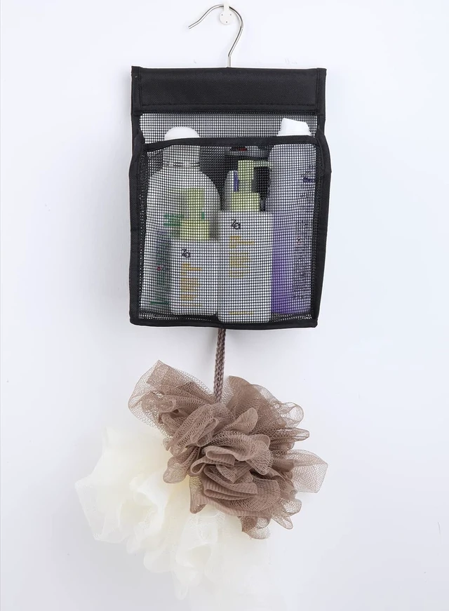 Alt view image 4 of 7 - Gym & Travel, Mesh Hanging Shower Caddy with Hooks - Bath Storage Organizer for Dorms