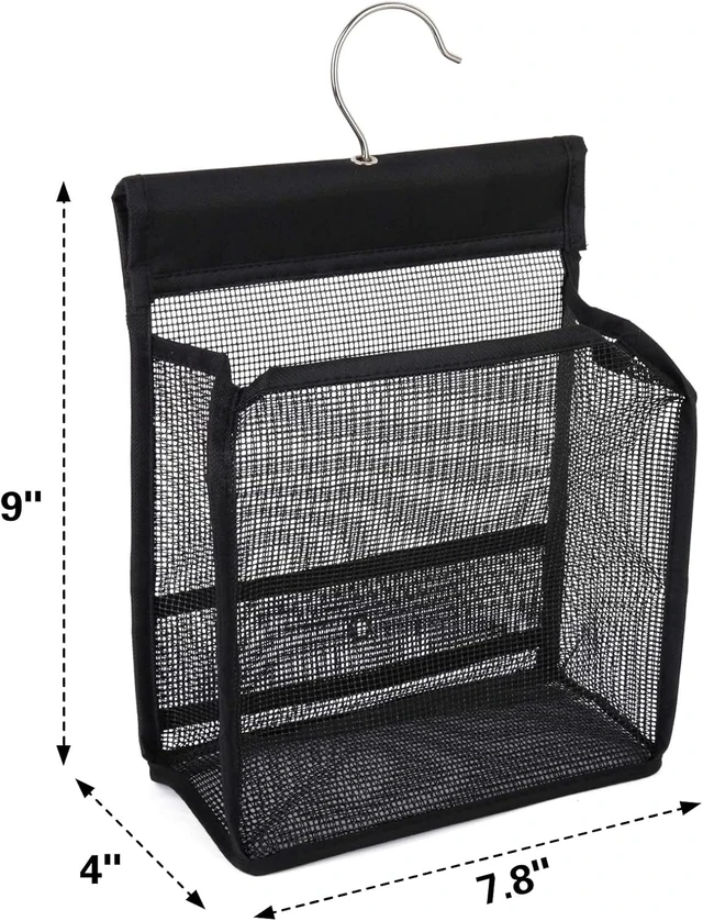 Alt view image 3 of 7 - Gym & Travel, Mesh Hanging Shower Caddy with Hooks - Bath Storage Organizer for Dorms