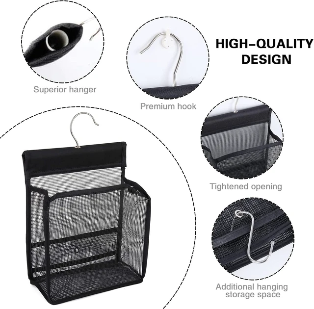 Alt view image 2 of 7 - Gym & Travel, Mesh Hanging Shower Caddy with Hooks - Bath Storage Organizer for Dorms