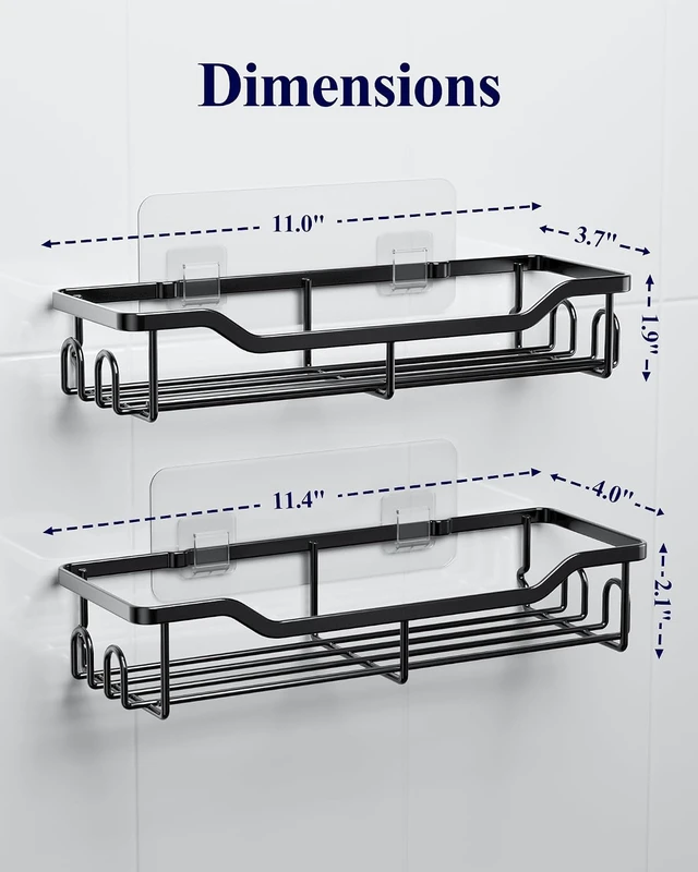 Alt view image 2 of 6 - Wall Mounted Shower Storage Rack, Self-Adhesive Bathroom Shelf
