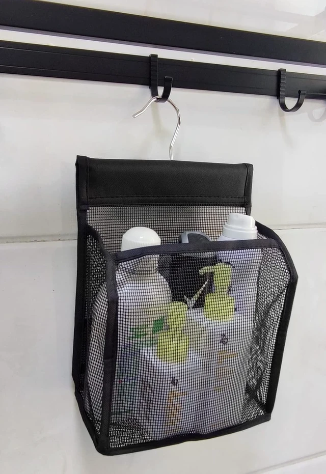 Alt view image 6 of 7 - Gym & Travel, Mesh Hanging Shower Caddy with Hooks - Bath Storage Organizer for Dorms