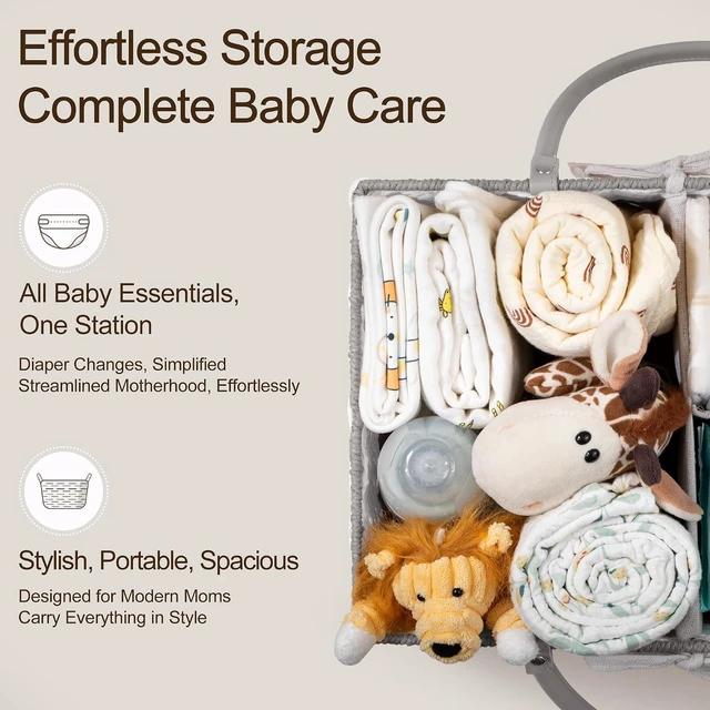 Alt view image 4 of 6 - Portable Car Organizer for Baby Essentials & Shower Gifts, Woven Rope Storage Basket with Detachable Divider, Oversized Nursery Diaper Caddy
