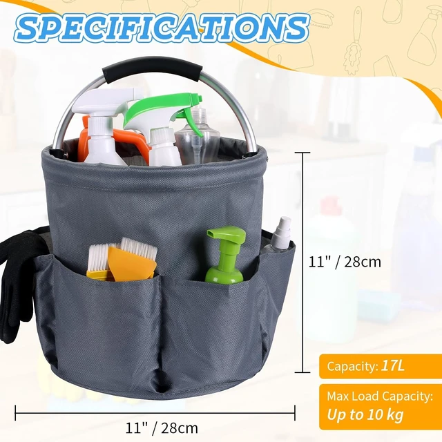 Alt view image 2 of 6 - Portable Foldable Cleaning Supply Organizer Bag with Handle and Multiple Pockets