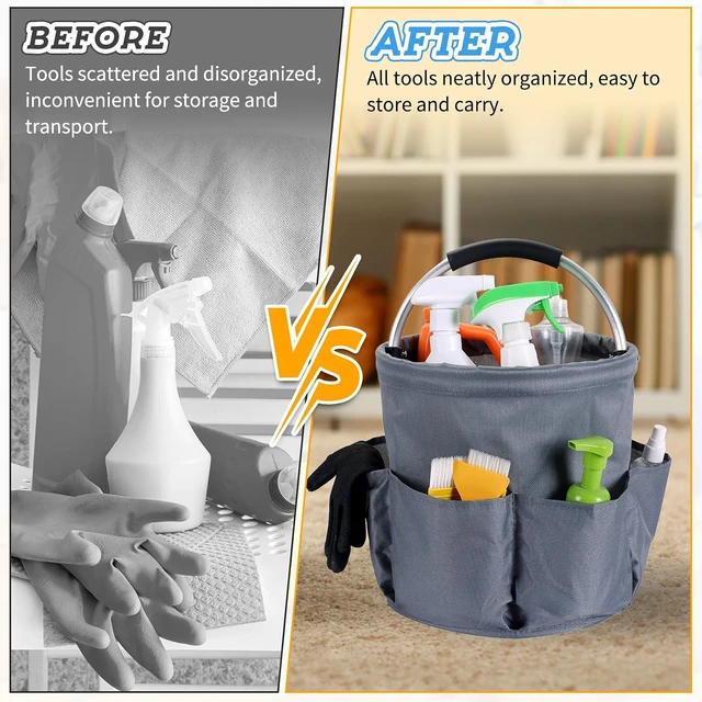 Alt view image 5 of 6 - Portable Foldable Cleaning Supply Organizer Bag with Handle and Multiple Pockets